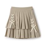 パンツ 「ニコプチ掲載」レースアップリボン2段プリーツスカパン キッズ 子供服 女の子