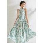 ワンピース Positano Belted long Dress 2 プリントホルターネックティアードドレス 2