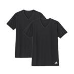 インナーシャツ 肌着 adidas/アディダス VネックTシャツ ワンポイントロゴ 2枚組 綿100% メンズ