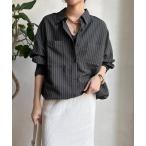 ブラウス シャツ シアーピンストライプドロストシャツ レディース
