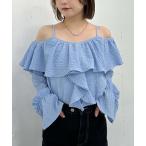 ブラウス シャツ フリルオフショルブラウス レディース