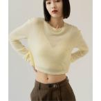 ニット セーター cropped sheer knit レディース