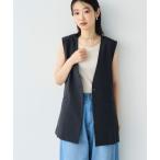 ベスト ジレ 「シワになりにくい」サマナチュラ リネンライクノーカラーVネックジレ「CF/クロスファンクション」 レディース