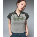 ポロシャツ ポロ HEART AND WING LOGO RAGLAN POLO TOP レディース