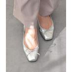 パンプス 「INTER-CHAUSSURES」リボン付きスクエアフラットパンプス(I51508)