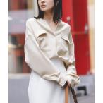 ブラウス シャツ 「追加」ワークディテールドレープシャツ 4 レディース