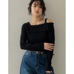 tシャツ リブカットソーストラップアシンメトリートップス レディース