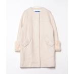 ショッピング毛皮 「BLUE LABEL CRESTBRIDGE」 ノーカラーコート 38 ベージュ レディース