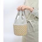 かごバッグ カゴバッグ ストローメッシュネット かごバッグ グレー 灰色 生地 布付