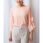 ショッピングフリル ブラウス シャツ 「NARACAMICIE」ジョーゼットフリル七分袖ブラウス レディース