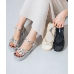 サンダル 「XS-LLサイズ展開・軽量」リボン厚底サンダル IY5619 レディース
