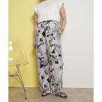 パンツ ジオメトリック柄 リラックスパンツ ワイドストレート タックデザイン レディース