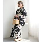 浴衣 手染め注染浴衣3点セット utatane×注染工房 赤坂紬 黒地に牡丹 レディース