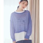 tシャツ スパンコールメッシュニットプルオーバー レディース