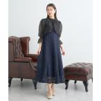 ショッピングドレス ドレス SET2点シアーブラウス＋3Dレースワンピース