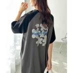ワンピース 「FIRSTMOODコラボ」ラグラン配色オーバーサイズフラワープリントＴシャツワンピース
