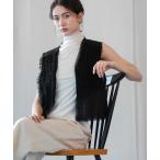 ベスト ジレ フロントシアーフリルショートジレ レディース