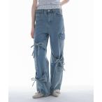ジーンズ デニム デニムパンツ many ribbon cargo denim/リボンデザインカーゴデニム レディース