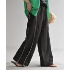 パンツ 軽やかナイロン ラインワイドパンツ レディース