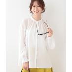 ブラウス シャツ 「洗える/UV/吸水速乾/アンチピリング/S-LL」バンドカラーギャザーシャツ レディース