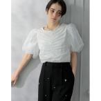tシャツ 「2025SS COLLECTION」「MEISM by Re_EDIT」チュールギャザーボリュームスリーブトップス レディース