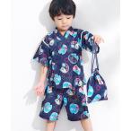 浴衣 「ジュニア対応」粋な総柄甚平 キッズ 子供 男の子