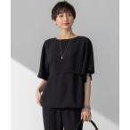 tシャツ 「吸水速乾/UVカット/接触冷感」ストレッチジョーゼット ケープデザイン カットソー レディース