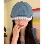 帽子 ベレー帽 フリルハンチング レディース
