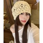 ニット帽 ニットキャップ クロシェ編みビーニー レディース