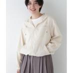 ブルゾン アウター コットンナイロンタイプライターシアーフーディーブルゾン レディース