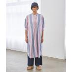 ワンピース 「WOMEN」マルチストライプ シャツワンピース