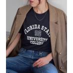 tシャツ ヴィンテージ風カレッジロゴ スーピマ半袖Tシャツ レディース