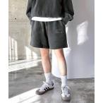 スウェットパンツ ジャージ ピグメント加工ANMEエンブロイダリーロゴスウェットショートパンツ レディース メンズ