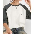 tシャツ ワンポイントロゴ刺繍 ラグランスリーブ半袖Tシャツ レディース メンズ