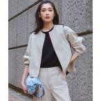 ブルゾン アウター 「洗える」リネンレーヨンストレッチ ブルゾン レディース