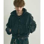 ショッピングショート パーカー Pigment dye short length double zip hoodie / ピグメントダイショート丈ダブルジップパーカー メン