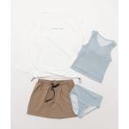 水着 Ocean Pacific/オーシャンパシフィック 長袖 Tシャツ ショートパンツ ラッシュガード タンキニ風 水着 4点セット セットアイテム