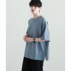 tシャツ サイドジップスリット/オーバーサイズプチ刺繍ポンチTシャツ メンズ