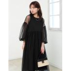 ワンピース チュール×ノースリーブワンピ