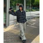 「Chikashitsu +」 長袖ネルシャツ ONE SIZE ネイビー メンズ