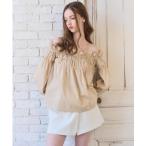 ブラウス シャツ Ruffled Ribbon Off-Shoulder Blouse ラッフルリボンオフショルダーブラウス レディース