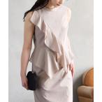 ショッピングパーティードレス ドレス ローグストレッチストライプラッフルIラインパーティードレス　結婚式　お呼ばれ　ドレス　20代 30代 40代