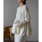tシャツ ナイロン切替裾バルーンペプラムプルオーバー レディース