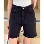 ジーンズ デニム デニムパンツ ウォッシュブラックデニムハーフパンツ レディース