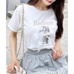tシャツ 装飾リボン付ねこTシャツ レディース