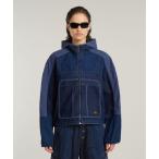 ブルゾン アウター HOODED TRACK JACKET/異素材ミックスデニムナイロントラックジャケット/フード取り外し可能 レディース メンズ