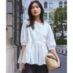 tシャツ 「GLOW8月号掲載/洗える」ランダムフリルジャージー ペプラム カットソー レディース