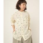 ショッピングリネン ブラウス シャツ B2883 コットンリネンドットベーシックシャツ レディース
