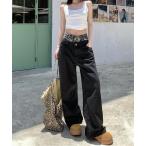 ジーンズ デニム デニムパンツ 「LAMPOON」レイヤードヒョウ柄デニムパンツ レディース