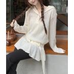 tシャツ ベルト付きフードトップス レディース